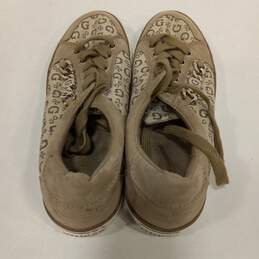 Womens Brown Monogram Textile Lace Up Low Top Round Toe Tennis Shoes Size 9M