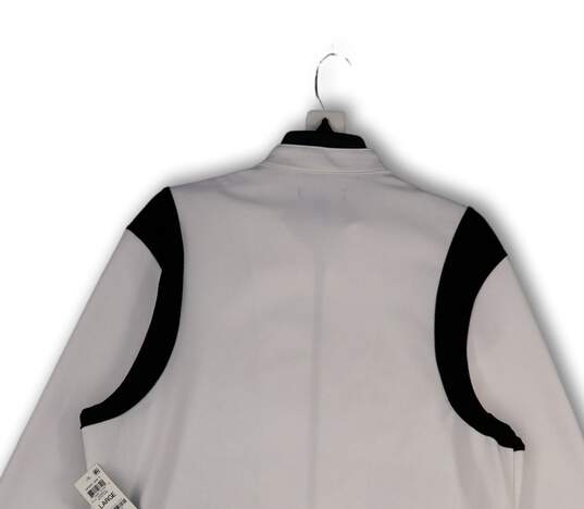 NWT Womens White Black Long Sleeve Pockets Full-Zip Biker Jacket Size Large image number 4
