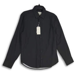 NWT Mens Black White Polka Dot Pointed Collar Button-Up Shirt Size Medium