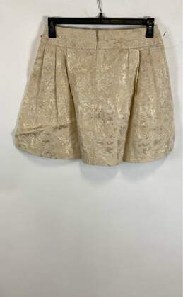 NWT Jennifer Lopez Womens Gold Floral Pleated Short Flare Skirt Size 8 alternative image