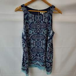 Max Studio Blue Floral Printed Sleeveless Blouse with Tags Size Small