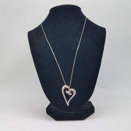 PAIS Sterling Silver Box Chain Open Heart Pendant 19 1/2 Inch Necklace 10.0g alternative image