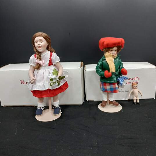 Pair Of Norman Rockwell The Danbury Mint "Young Ladies" Dolls In Box image number 1