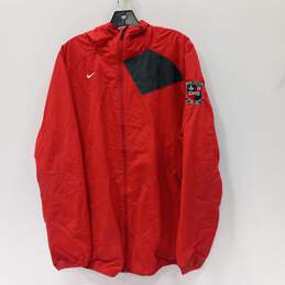 Nike Storm-Fit Men's Red Full Zip Hooded Windbreaker Rain Jacket Size L