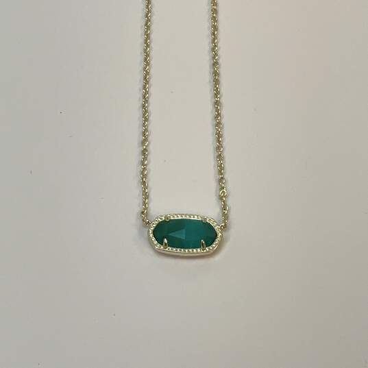 Designer Kendra Scott Gold-Tone CZ Stone Oval Chain Pendant Necklace image number 2