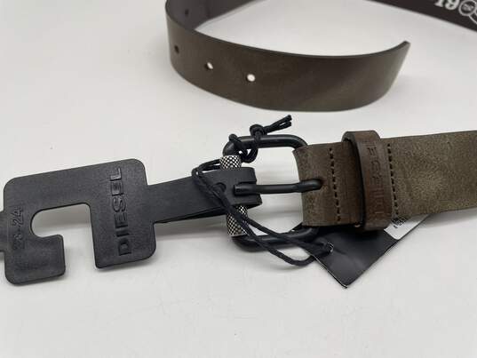 Mens Brown Cow Leather Adjustable Prong Metal Buckle Waist Belt 75cm/30in image number 4