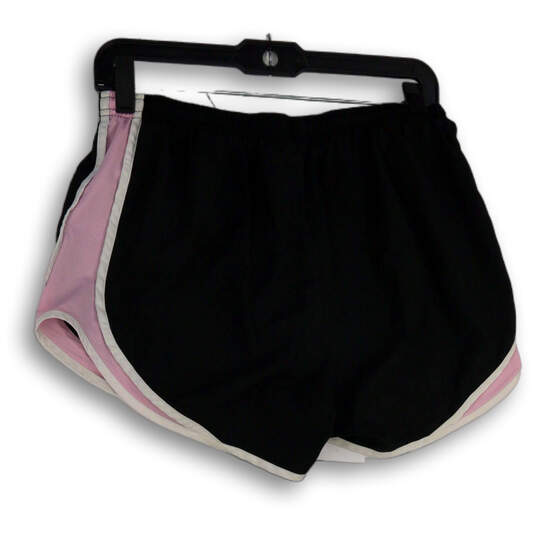 Womens Black Pink Elastic Waist Running Athletic Shorts Size Medium image number 2