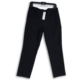 NWT Ann Taylor Womens Black Flat Front Pull-On Tailored Ankle Pants Size 8