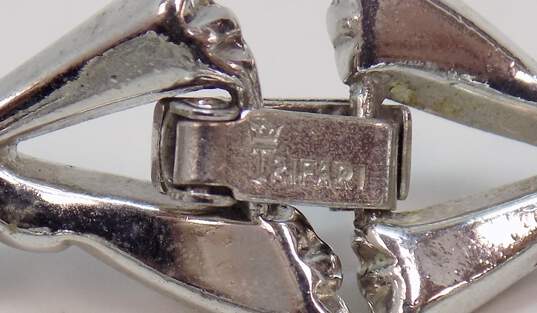 Vintage Crown Trifari Silver Tone Bow Ribbon Panel Bracelet 26.4g image number 3
