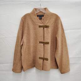 Herman Geist WM's 100% Wool Beige Hook & Loop Sweater Jacket Size XL