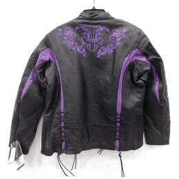 Xelement Women's 'Gemma' Biker Black and Purple Leather Embroidered Jacket XXL alternative image