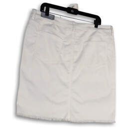 Womens White Denim Raw Hem Side Slit Pockets Straight & Pencil Skirt Sz 16 alternative image