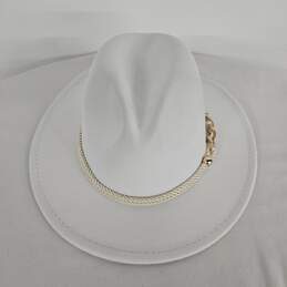 White Fedora With Metal accent