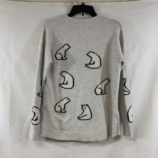 Women's Grey Marled Polar Bear Sweater, Sz. M image number 2
