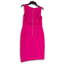 Womens Pink Sleeveless Back Zip Cutout Knee Length Sheath Dress Size 10 alternative image