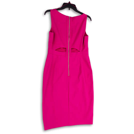 Womens Pink Sleeveless Back Zip Cutout Knee Length Sheath Dress Size 10 image number 2