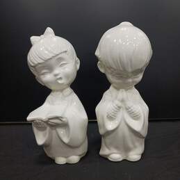 Ceramic Boy & Girl Choir Statues Set of 2