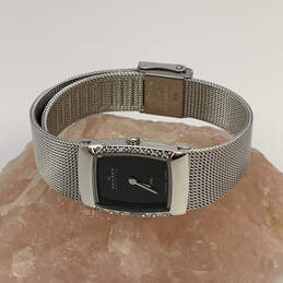 Designer Skagen Silver-Tone Stainless Steel Black Dial Analog Wristwatch