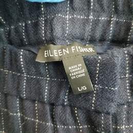 Eileen Fisher navy white windowpane silk pull on pants L alternative image