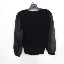 Talbots Women's Sheer Sleeve Black Pullover Blouse Top Size SP NWT alternative image
