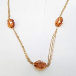 Gold Filled Faceted Glass 3 Strand Necklace 11.4g