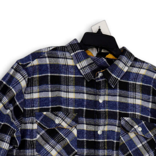 NWT Mens Multicolor Plaid Spread Collar Flap Pocket Button-Up Shirt Sz 2XL image number 3