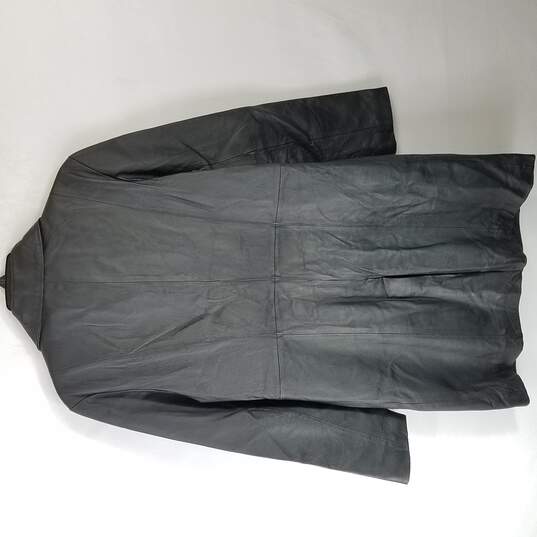 Worthington Women Black Leather Trench Coat L image number 2
