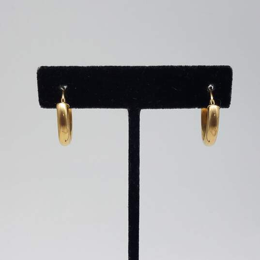 375 Gold Tone Hoop Earrings 1.9g image number 1
