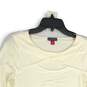 Womens White Long Sleeve Round Neck Front Cut Out Pullover Sweater Size M image number 3