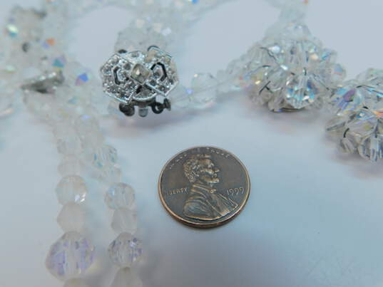 Vintage Aurora Borealis Multi Strand Necklace Bracelet & Silver Tone Clip On Earrings 84.0g image number 4