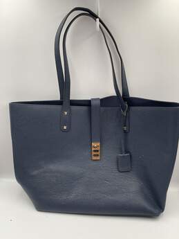 Womens Karson Blue Pebbled Leather Carryall Tote Bag Size Large W-0552079-I