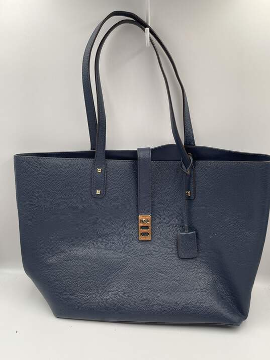 Womens Karson Blue Pebbled Leather Carryall Tote Bag Size Large W-0552079-I image number 1