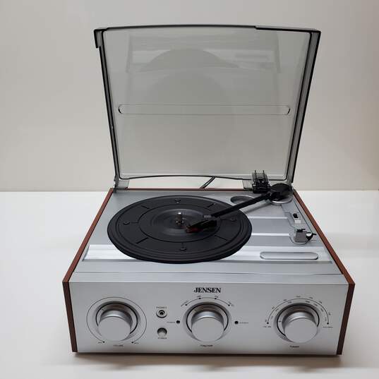 Jensen 3-Speed Stereo Turntable With AM/FM Stereo Radio JTA-220 For Parts/Repair image number 7