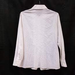 Womens White Cotton Long Sleeve Collared Formal Dress Shirt Size 36 alternative image