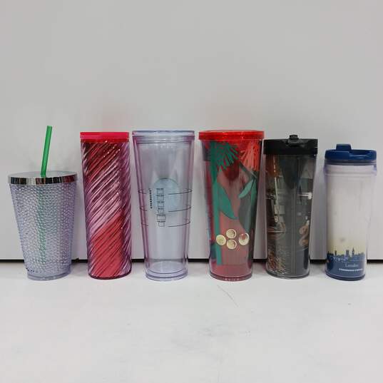 Bundle of 6 Assorted Starbucks Travel Tumblers with Straw image number 2