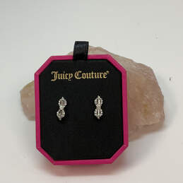 Designer Juicy Couture Silver-Tone Rhinestone Infinity Stud Earrings