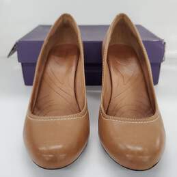 Indigo by Clarks Purity Snow Brown Leather Round Toe Wedge Heel Women's Size 9M alternative image