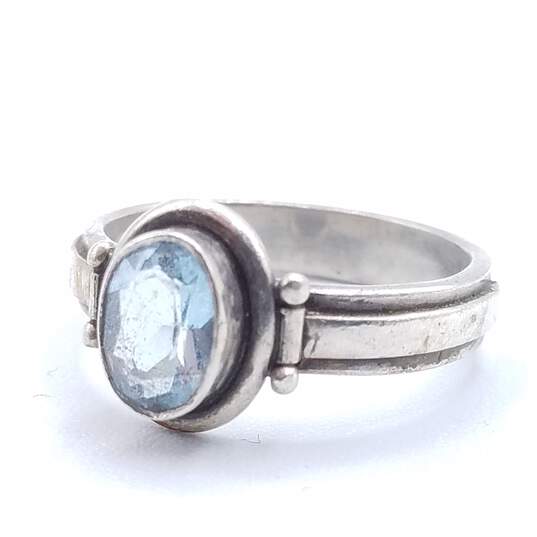 925 Silver Blue Topaz Ring Size 5 image number 2