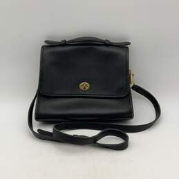 Vintage Coach Womens Black Leather Turn Lock Crossbody Bag Purse w/ COA alternative image