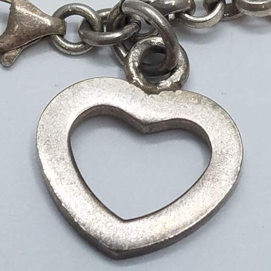 925 Silver Rolo Chain Heart Tag/Link 8.5-10" Anklet Bracelet BD. 2pcs. 22.9g image number 4