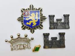 VNTG Mixed Metals Enamel Castle Crown Shield Brooches & Pins