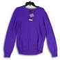 NWT Womens Purple Knitted Long Sleeve V-Neck Pullover Sweater Size Medium image number 1