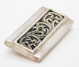 Lois Hill Sterling Silver Dotted Scroll Rectangle Brooch 17.0g alternative image