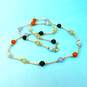 14K Yellow Gold Multi Color Jade & Onyx Bead Necklace 6.7g image number 1