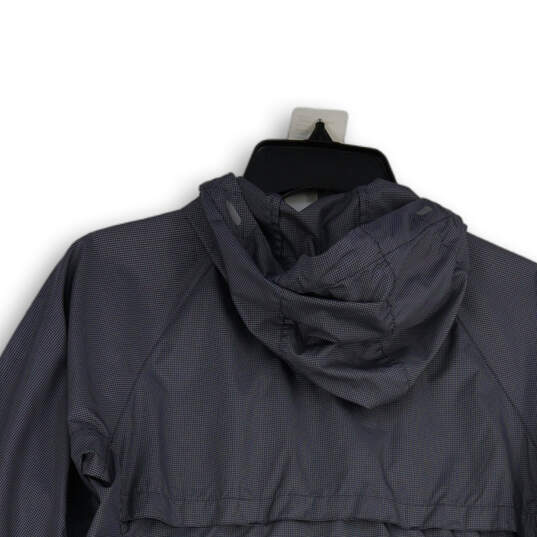 Womens Gray Long Sleeve Hooded Full-Zip Windbreaker Jacket Size M image number 4