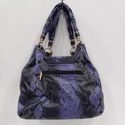Charming Charlie Purple And Black Faux Snakeskin With Striped Lining Handbag alternative image