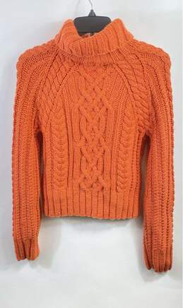 Express Women Orange Turtleneck Knit Sweater M alternative image