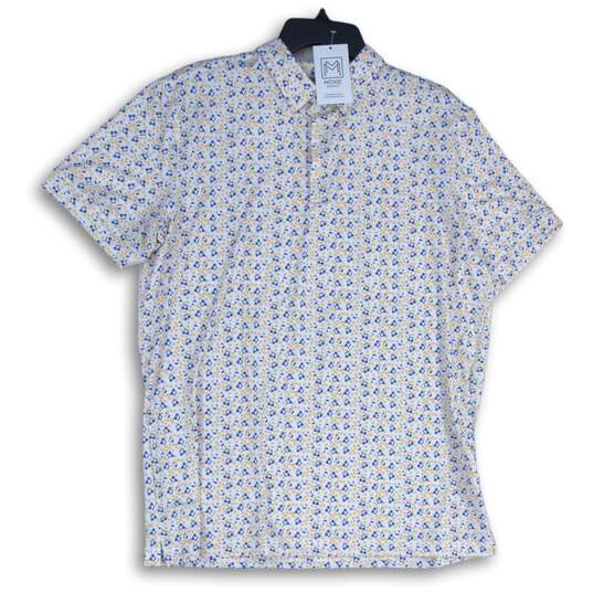 NWT Mizzen + Main Mens Multicolor Geometric Print Spread Collar Polo Shirt Sz L image number 1
