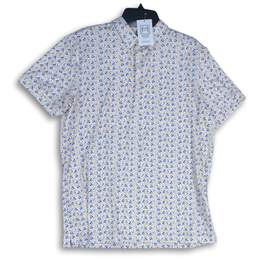 NWT Mizzen + Main Mens Multicolor Geometric Print Spread Collar Polo Shirt Sz L