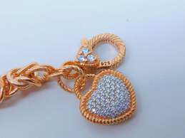 Judith Ripka Designer 925 Rose Vermeil Cubic Zirconia Byzantine Chain Heart Charm Bracelet 20.3g alternative image